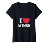 Womens I Love Minsk V-Neck T-Shirt