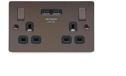 BG Electrical sbn22u3b Black Nickle Double Socket with USB Sockets (3.1amp)