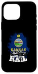 Coque pour iPhone 16 Pro Max Rampe de sable pour cheval avec drapeau du Kansas