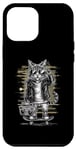 Coque pour iPhone 13 Pro Max Casque de skateboard motif chat rétro vintage urbain streetwear