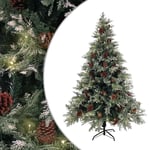 Sapin de No�l pr�-�clair� pommes de pin vert blanc 150cm PVC PE