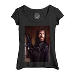 T-Shirt Femme Col Echancré Chuck Norris Delta Force Arme Film Action