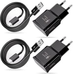 Chargeur Usb, 2-Pack Chargeur Rapide Avec 2m De Câble De Charge Usb C Compatible Avec Samsung Galaxy S21,S20 Fe,S10,S9,S8 Plus,A54,A53,A52,A50,A34,A20e,A14,A13,Z Flip3,Z Fold3,M54,M13 5g[L3846]