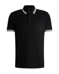 BOSS Green Paddy Mens Cotton-Piqué Polo Shirt with Contrast Logo - Charcoal - Size 2XL