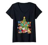 Womens Paw Patrol Chase, Marshall, Rubble Christmas Holiday Helpers V-Neck T-Shirt