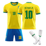 2022 Ny säsong Brasilien Hemma Neymar nr 10 tröja Vuxen Barn Fotbollströja Set + Strumpor - Storlek 28 28