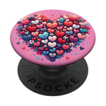 Cute Heart with Flowers and Hearts for Valentine's Day PopSockets Adhesive PopGrip