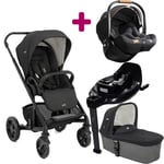 Joie Pack poussette trio Chrome Shale + coque I-Level Recline Eclipse nacelle base pivotante encore