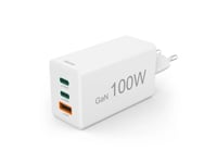 Hama Mini 100W Gan Pd/Qc Vegglader 2X Usb-C, 1X Usb-A Hvit