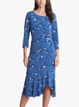 Gina Bacconi Betty Floral Jersey Midi Dress, Blue