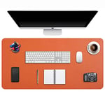 DOBAOJIA Tapis de Souris Grand Prolongé Mouse Pad Mat XXL sous Main Bureau en Cuir Tapis de Portable Pad Écriture pour Bureau/Domicile, PU Étanche + Suède Antidérapant 90 x 43 cm (Mandarine)