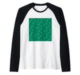 Climbing Vine Leaves In Dusty Green On Aquamarine Raglan Baseball Tee