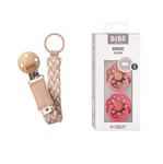 BIBS - Pacifier Boheme 2 PACK - Dusty Pink/Coral - Size 1 + Pacifier Clip Braided - Blush/Ivory - Onesize (Bundle)