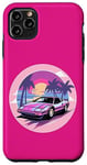 iPhone 11 Pro Max Pink and Purple Sports Car In Front of Palms and Sun Set Case