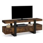 Idmarket - Meuble tv 140 cm phoenix avec tiroirs bois effet vieilli et noir - Bois-foncé