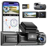 AZDOME 3 Channel Dash Cam 2K+1080P+1080P with 5G Wi-Fi GPS Front Rear and Inside Three Way Triple Car Camera, IR Night Vision, 24H Parking Mode, Super Capacitor, Support 256GB Max(M550Pro-3CH)