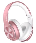 TuneFlux Wireless Bluetooth Headphones Over Ear, 80H Playtime, 3EQ Sound Modes, HiFi Stereo Headphones with Deep Bass Microphone, Foldable Bluetooth 5.3 Headphones-Rose Gold