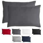 Komfortec Taie d'oreiller - Lot de 2-40x60 cm 100% Microfibre 120g/m², Super Doux Housse de Coussin, Anthracite