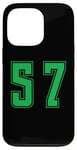 Coque pour iPhone 13 Pro Vert Numéro 57 Équipe Junior Sports Uniforme Numéroté