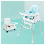 WGXQY High Chair,3-In-1 Portable Highchair,Toddler Booster Seat,Baby Feeding Chair with Tray (Blue),E