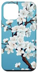 iPhone 12 mini Japanese White Cherry Blossom Sakura Flower Blue Background Case