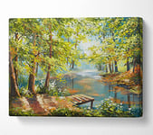 Footbridge Into The Woods Lake Canvas Print Wall Art - Medium 20 x 32 Inches