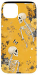 Coque pour iPhone 15 Plus Jaune Bohème Floral Squelettes Dancing Night Sky Cool Goth