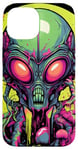 Coque pour iPhone 15 Tête d'extraterrestre verte mignonne visage OVNI || Alien