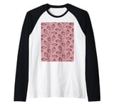 Climbing Vine Leaves In Deep Rose On Dusty Pink Raglan Baseball Tee