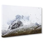 Big Box Art The Swiss Alps with a Flock of Birds in Abstract Canvas Wall Art Framed Picture Print, 30 x 20 Inch (76 x 50 cm), White, Grey, Brown, Grey, Brown