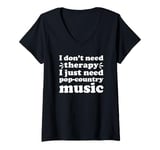 Womens Pop-Country Music I Love Pop-Country Music Funny V-Neck T-Shirt