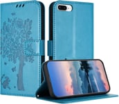 Coque Pour Iphone 8 Plus/Iphone 7 Plus (5,5 Pouce), Coque Portefeuille Housse Cuir Avec Porte Cartes Et Bequille Fermeture Magnetique Etui Pour Iphone 8 Plus - Bleu