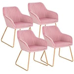 WOLTU Chaise de Salle à Manger Lot de 4, Moderne Chaise de Cuisine, Fauteuil scandinave, Chaise Coiffeuse, pour Salle de Séjour, Chambre à Coucher, Cuisine, en Velours et métal Rose BH246rs-4