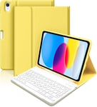 Étui Fin Pour Ipad 10e Génération Avec Clavier 10,9"" 2022, Disposition Britannique Pour Ipad 10e Génération, Étui Intelligent Fin Avec Clavier Amovible Et Porte-Crayon Pour Ipad 10e Génération, Jaune