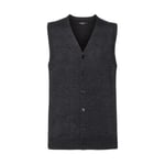 Russell Men´s V-neck Sleeveless Cardigan - Charcoal Marl - 4XL