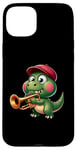 Coque pour iPhone 15 Plus normal 924 mignon dinosaure jouant trompette dessin animé design