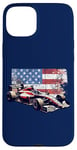 iPhone 15 Plus Vintage Auto Racing Car American Flag 4th of July, Auto Race Case