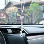 VNASKH Car Rear View Mirror Ornament Heart Interior Car Pendants Bling Car Accessories for Women Rhinestone Charm Auto Deco