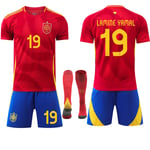 25 Spanien Hemma Röd Nr. 19 Lamin Yamal Fotbollströja Fotbollskläder Barn Vuxen No. 19 Lamin Yamal 26 (140-150CM)