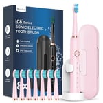 Sonic Electric Toothbrush for Adults and Kids - Electric Toothbrushes with 8 Tooth Brush Replacement Head and 5 Brushing Modes, 120 Days of Use with 3-Hour Fast Charge, 2 Minute Smart Timer