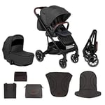 skiddoü poussette pour enfants 2en1 Moss hamac, nacelle, poussette hamac multifonctions, cadre pliable, réglable, roues munies d'amortisseurs, moustiquaire, couvre-jambes, habillage pluie sac, le noir