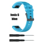 For Garmin Fenix 6 6s 6x 5 5s 5x Silicone Watch Band 20mm 22mm Blue
