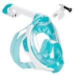 AQUASTIC Kai Masque de plongée intégral Taille L/XL Vision à 180° Système de Circulation de l'air Col de Fond en Silicone Valve Anti-Vapeur Polycarbonate Fenêtre de visualisation Couleur Turquoise