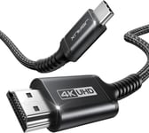 Câble USB C vers HDMI 4K 3M, Cable USB Type C HDMI 4K UHD (Compatible Thunderbolt 3) pour MacBook Pro 2018/2017, iPad Pro 2018/Air 2020, Samsung Galaxy S20/S10, Surface Book 2, Huawei P40 Noir