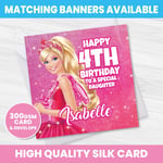 PERSONALISED BARBIE BIRTHDAY CARD ANY NAME AGE RELATION OCCASION