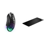 SteelSeries Aerox 9 Wireless - Souris MMO sans Fil perforée - RGB - Ultra-légère & QcK XXL - Tapis de Souris de Jeu - Tissu - Base en Caoutchouc - Noir (900 mm x 400 mm)