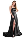 Babyonline D.R.E.S.S. Robe Soiree Femme Chic Robe pour Mariage Invitée Femme à la Mode avec Fente Noir 42