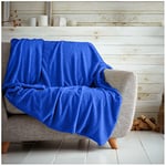 GC GAVENO CAVAILIA Popcorn Sofa Bed Blanket, Snuggle Waffle Throw, Fleece Blankets, Electric Blue, 200X240 Cm