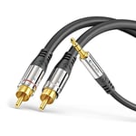 Sonero® Premium câble cinch 12,5 m, 2x câble cinch vers jack 3,5 mm, câble audio, système hi-fi, AUX, noir