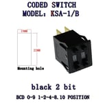 Commutateur de codage KSA-1/B mince BCD aster 21C 0-9 interrupteur à code interdit 1/2/3/4 commutateur numérique 5 contacts - Type KSA-1B-2-bit-black